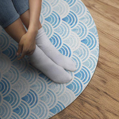 Tapis rond en vinyle Motif de vagues à l'aquarelle de style asiatique