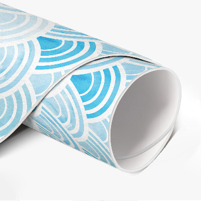 Tapis rond en vinyle Motif de vagues à l'aquarelle de style asiatique