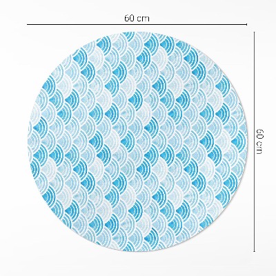 Tapis rond en vinyle Motif de vagues à l'aquarelle de style asiatique