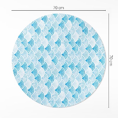 Tapis rond en vinyle Motif de vagues à l'aquarelle de style asiatique