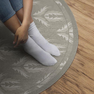 Tapis rond en vinyle Ornements végétaux, motif régulier