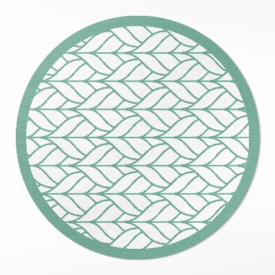 Tapis rond en vinyle motif minimaliste de feuilles linéaires