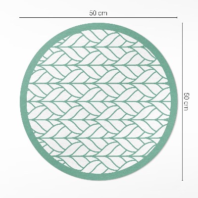 Tapis rond en vinyle motif minimaliste de feuilles linéaires