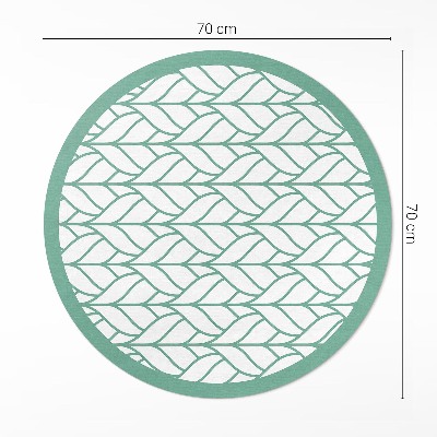 Tapis rond en vinyle motif minimaliste de feuilles linéaires