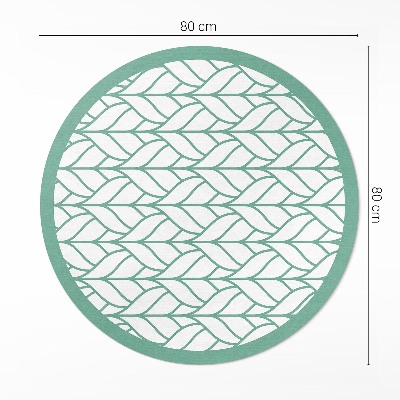 Tapis rond en vinyle motif minimaliste de feuilles linéaires