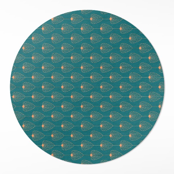 Tapis rond en vinyle Motif floral à feuilles répétitives
