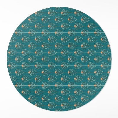 Tapis rond en vinyle Motif floral à feuilles répétitives