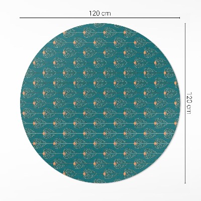 Tapis rond en vinyle Motif floral à feuilles répétitives