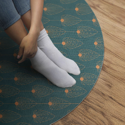 Tapis rond en vinyle Motif floral à feuilles répétitives