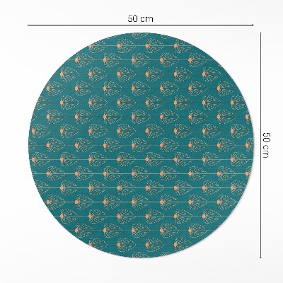 Tapis rond en vinyle Motif floral à feuilles répétitives