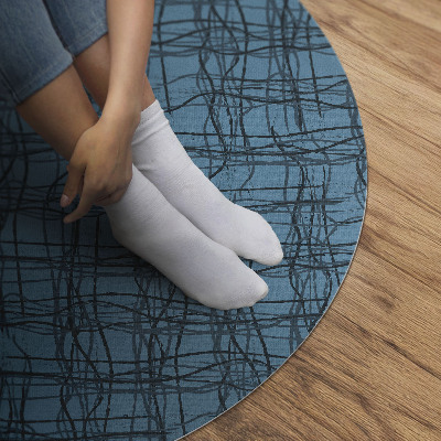 Tapis rond en vinyle Motif de tissu avec des fils de tissu irréguliers