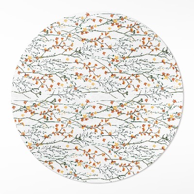 Tapis rond en vinyle Fleurs et brindilles dans un style bohème