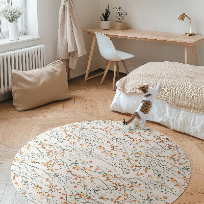 Tapis rond en vinyle Fleurs et brindilles dans un style bohème