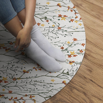 Tapis rond en vinyle Fleurs et brindilles dans un style bohème