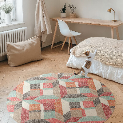 Tapis rond en vinyle Un motif géométrique usé