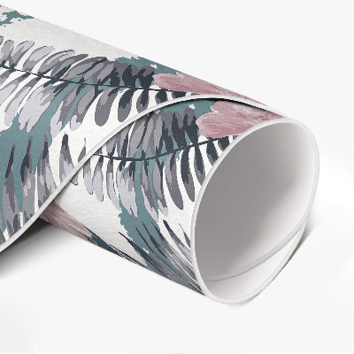 Tapis rond en vinyle Motif tropical de feuilles et de fleurs hawaïennes