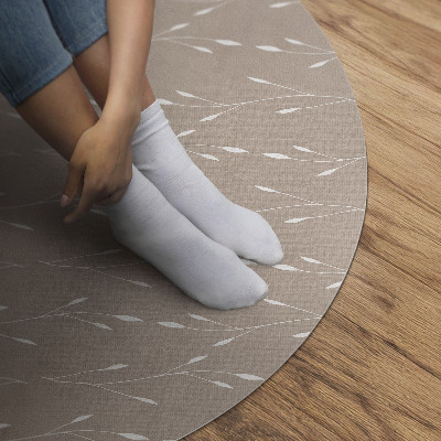Tapis rond en vinyle Petites feuilles et brindilles bohèmes délicates