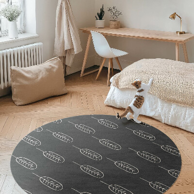 Tapis rond en vinyle Feuilles bohèmes minimalistes