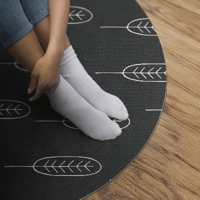 Tapis rond en vinyle Feuilles bohèmes minimalistes