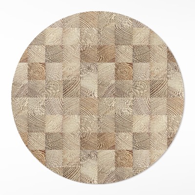 Tapis rond en vinyle Mosaïque de cernes d'arbres en carrés de bois