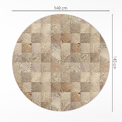 Tapis rond en vinyle Mosaïque de cernes d'arbres en carrés de bois