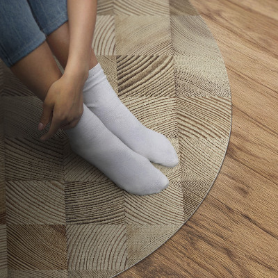 Tapis rond en vinyle Mosaïque de cernes d'arbres en carrés de bois