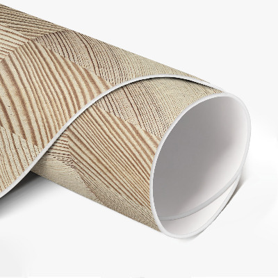 Tapis rond en vinyle Mosaïque de cernes d'arbres en carrés de bois