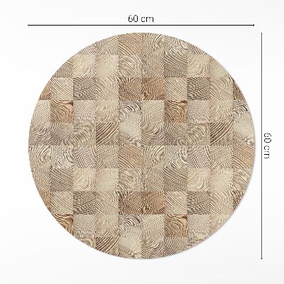 Tapis rond en vinyle Mosaïque de cernes d'arbres en carrés de bois