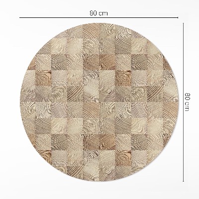 Tapis rond en vinyle Mosaïque de cernes d'arbres en carrés de bois