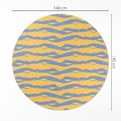 Tapis rond en vinyle Motif rétro de vagues abstraites