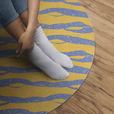 Tapis rond en vinyle Motif rétro de vagues abstraites