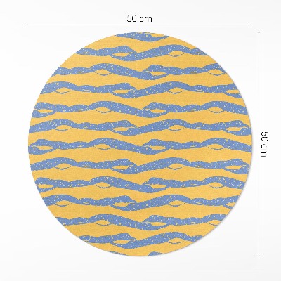 Tapis rond en vinyle Motif rétro de vagues abstraites