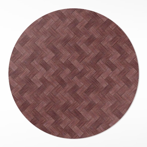 Tapis rond en vinyle Parquet tissé à motif chevrons tendance