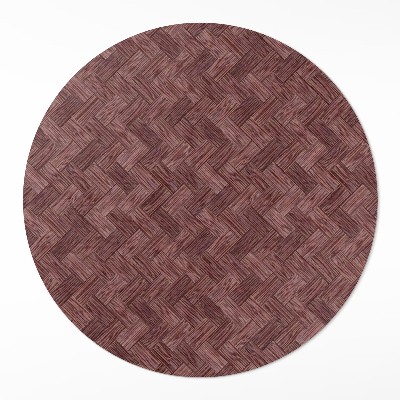 Tapis rond en vinyle Parquet tissé à motif chevrons tendance