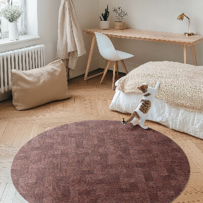 Tapis rond en vinyle Parquet tissé à motif chevrons tendance