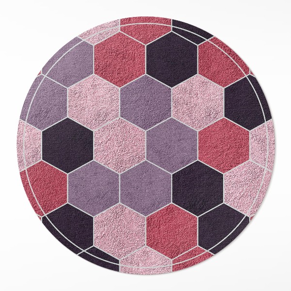 Tapis rond en vinyle Carreaux hexagonaux, imitation peluche