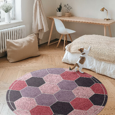 Tapis rond en vinyle Carreaux hexagonaux, imitation peluche