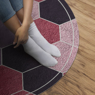 Tapis rond en vinyle Carreaux hexagonaux, imitation peluche