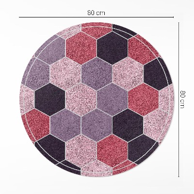Tapis rond en vinyle Carreaux hexagonaux, imitation peluche