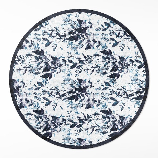 Tapis rond en vinyle Feuilles de vigne indigo à l'aquarelle