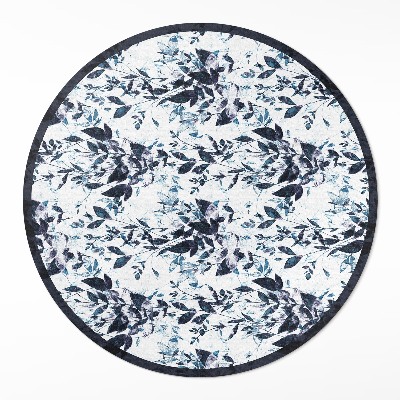 Tapis rond en vinyle Feuilles de vigne indigo à l'aquarelle