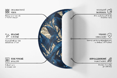 Tapis rond en vinyle Feuilles de vigne indigo à l'aquarelle
