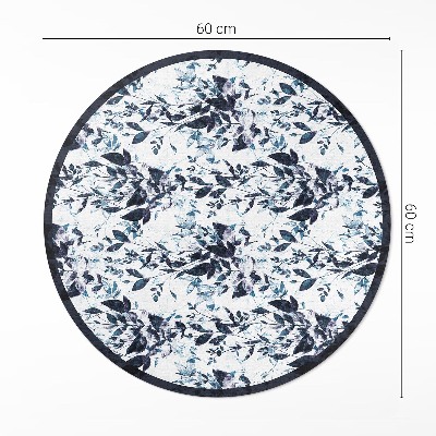 Tapis rond en vinyle Feuilles de vigne indigo à l'aquarelle