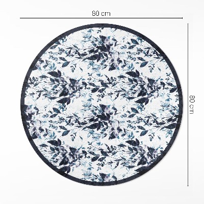 Tapis rond en vinyle Feuilles de vigne indigo à l'aquarelle