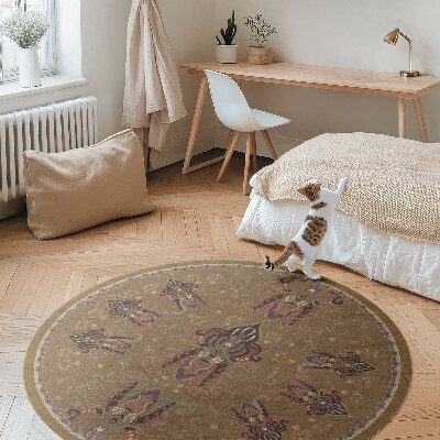 Tapis rond en vinyle Ornements de plantes florales