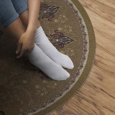 Tapis rond en vinyle Ornements de plantes florales