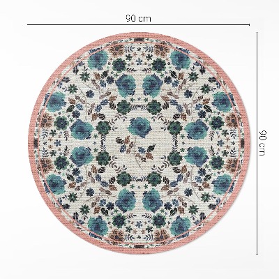 Tapis rond en vinyle Fleurs brodées pastel
