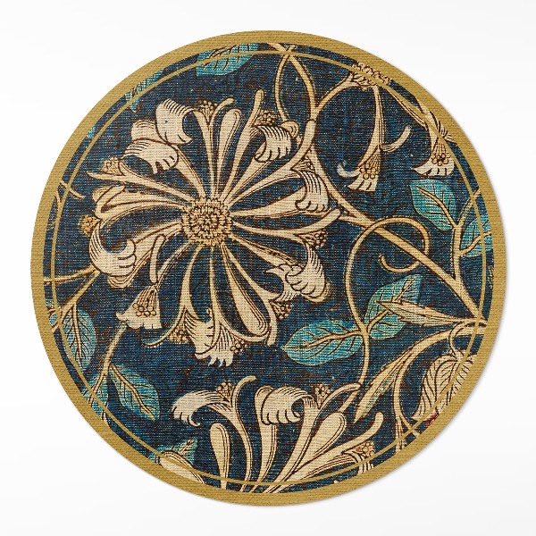 Tapis rond en vinyle Tissu imitation avec des plantes