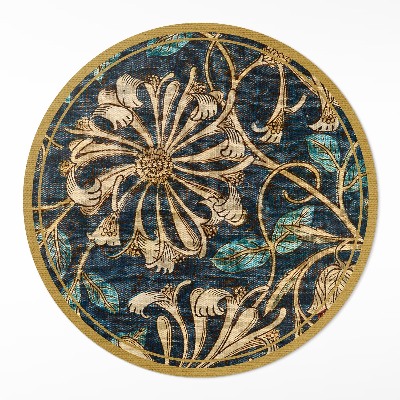 Tapis rond en vinyle Tissu imitation avec des plantes