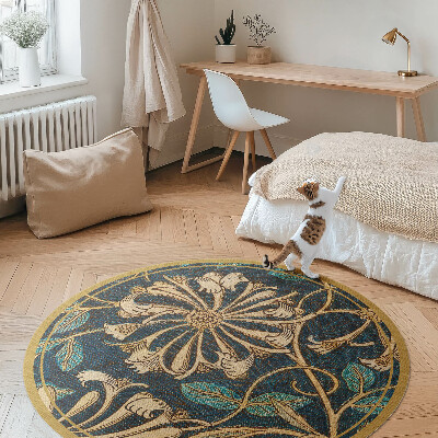 Tapis rond en vinyle Tissu imitation avec des plantes